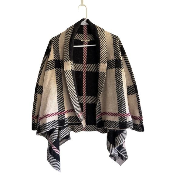 Elisabetta Collection Plaid Open Front Alpaca and Wool Blend Cardigan size Large - Picture 2 of 6